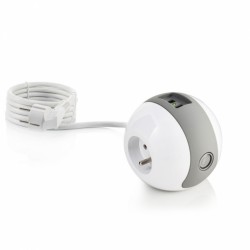 Multiprise design compacte et mobile WATT'BALL blanc et gris- WATT&CO - Multiprises et blocs parafoudre - BR-426101