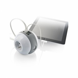 Multiprise design compacte et mobile WATT'BALL blanc et gris- WATT&CO - Multiprises et blocs parafoudre - BR-426101