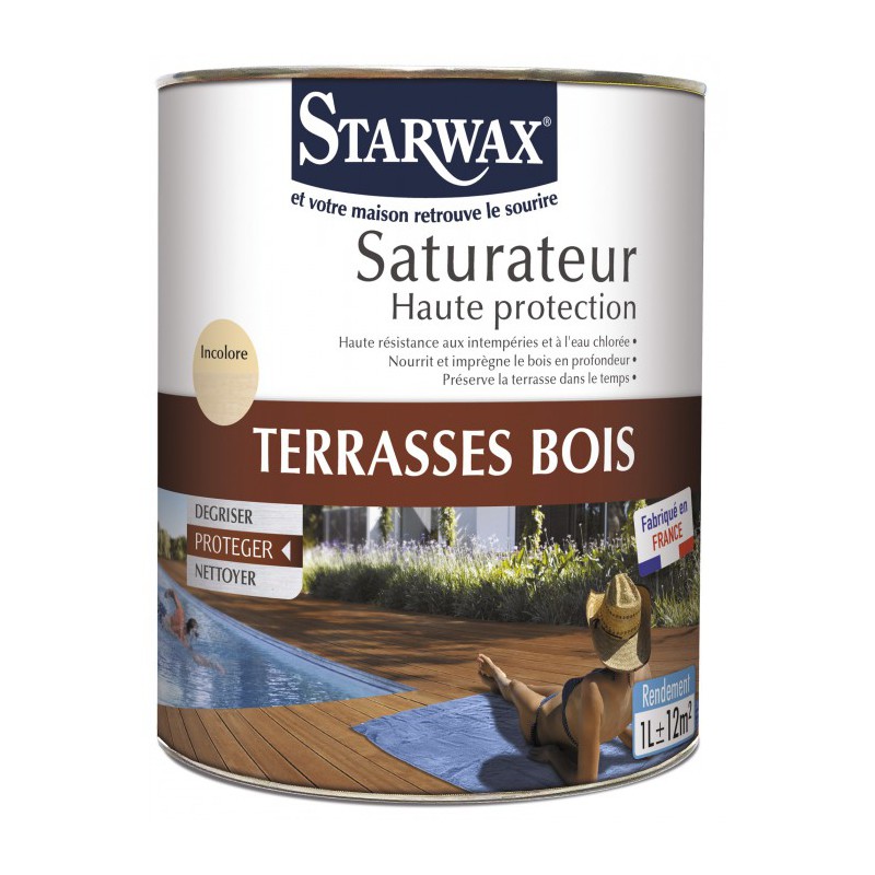 Saturateur Haute protection - Terrasse bois - 1 L - STARWAX - Entretien du bois - BR-013988