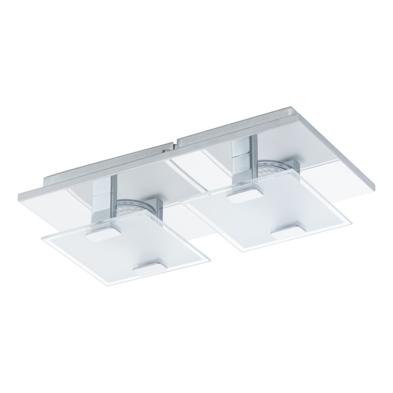 Réglette 2 spots LED - Acier et verre satiné - 270 x 135 x 65 mm - Vicaro - EGLO - Pour l'intérieur - BR-536784