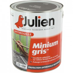 Primaire antirouille - Minium Gris - Protection anti-corrosion durable - 2.5 L - JULIEN - Antirouille - BR-113654