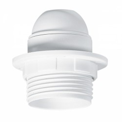 Douille E27 - Avec bague - Plastique - Blanc - 10 mm - LEGRAND - Douille pour ampoule E27 - BR-825980