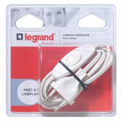 Cordon avec interrupteur pour équipement de lampe - Longueur 1,50 m - Blanc - LEGRAND - Interrupteurs luminaires - BR-113442