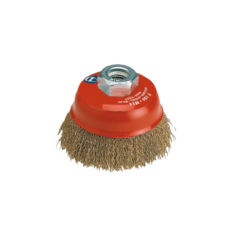 Brosse conique - Coupe acier laitonné ondulé - ⌀ 65 mm - SCID - Bande et patin abrasif - BR-764281