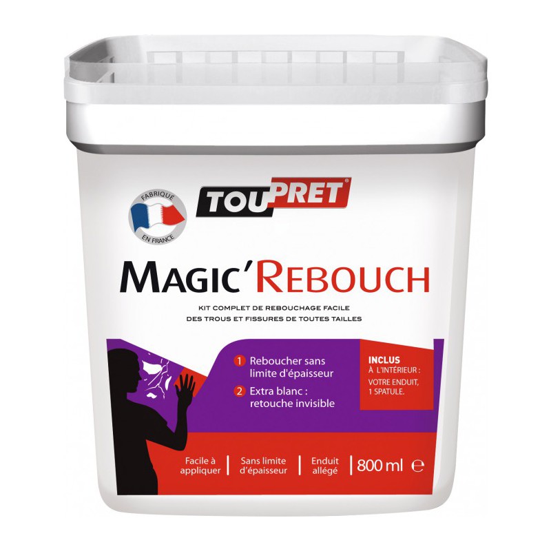 Enduit de rebouchage en pâte - Magic'Rebouch - 800 ml - TOUPRET - Enduit de rebouchage - BR-616105