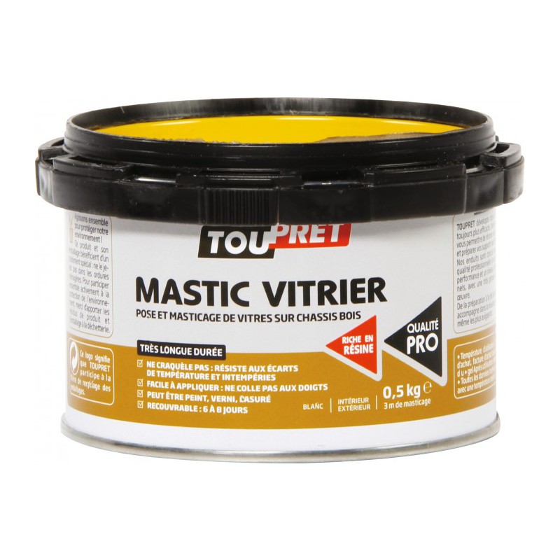 Mastic de vitrier - Blanc - 0.5 Kg - TOUPRET - Mastic vitrier - BR-565435