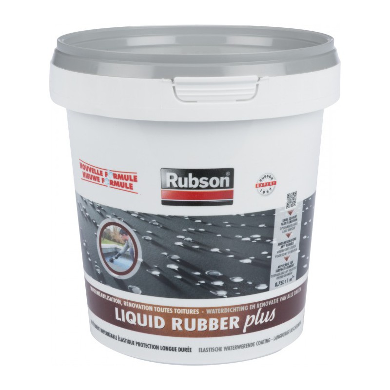 Imperméabilisant toitures - STOP fuite - Liquid Rubber - Gris - 750 ml - RUBSON - Enduit anti-humidité / étanchéité - DE-147470