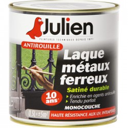 Laque métaux ferreux antirouille - Noir satiné - 500 ml - JULIEN - Antirouille - BR-687849