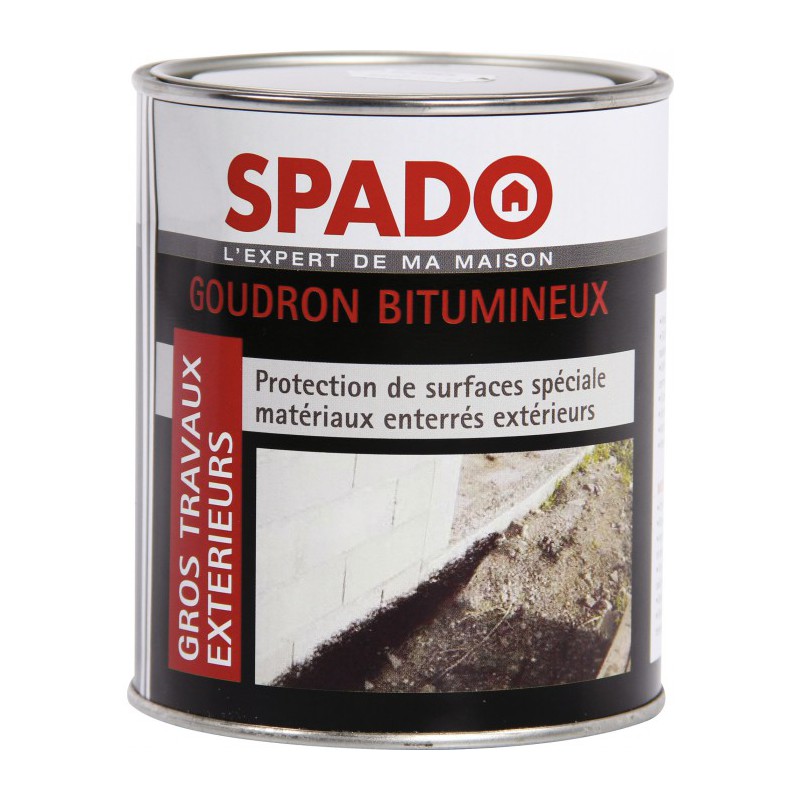 Goudron bitumeux - Anti-humidité - Spécial matériaux enterrés - 1 L - SPADO - Enduit anti-humidité / étanchéité - BR-330879