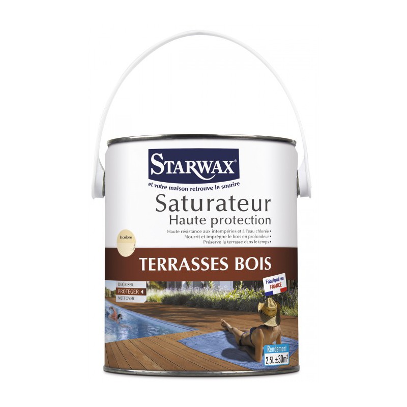 Saturateur Haute protection - Terrasse bois - 2.5 L - STARWAX - Entretien du bois - BR-013989