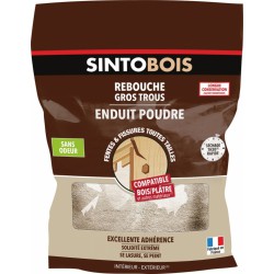 Rebouche bois - Gros trous et fissures - Prêt à  l'emploi - 1 Kg - SINTO - Réparation et rénovation du bois - BR-537916