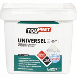 Enduit universel 2 en 1 - Lissage et rebouchage - 1.25 Kg - TOUPRET - Enduit universel / Multi-usages - BR-565457