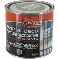 Peinture décorative brillante - Antirouille et finition - Gris - 500 ml - OWATROL - Antirouille - BR-065025