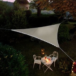 Voile d'ombrage triangulaire - Bordures en Leds solaires - Taupe - MOREL - Voile d'ombrage - BR-960334