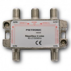 Répartiteur (blindé à  connectique F) - 4 sorties - Etanche - METRONIC - Télévision - BR-108448