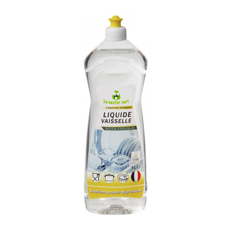 Liquide vaiselle concentrée - Sans parfum - Écologique - 1 L - LE CASTOR VERT - Entretien de la vaisselle - BR-312405