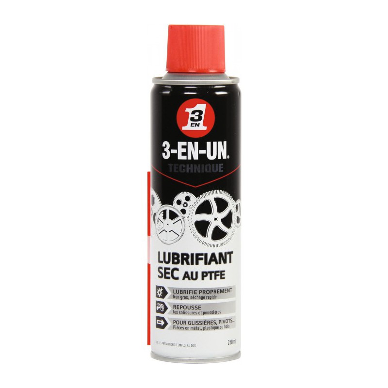 Lubrifiant sec au PTFE - 3 en 1 - 250 ml - Solvant / Graisse - BR-209511