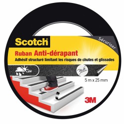 Ruban anti-dérapant pour escalier - 5 M x 25 mm - Scotch - Ruban adhésif fixateur - BR-469563