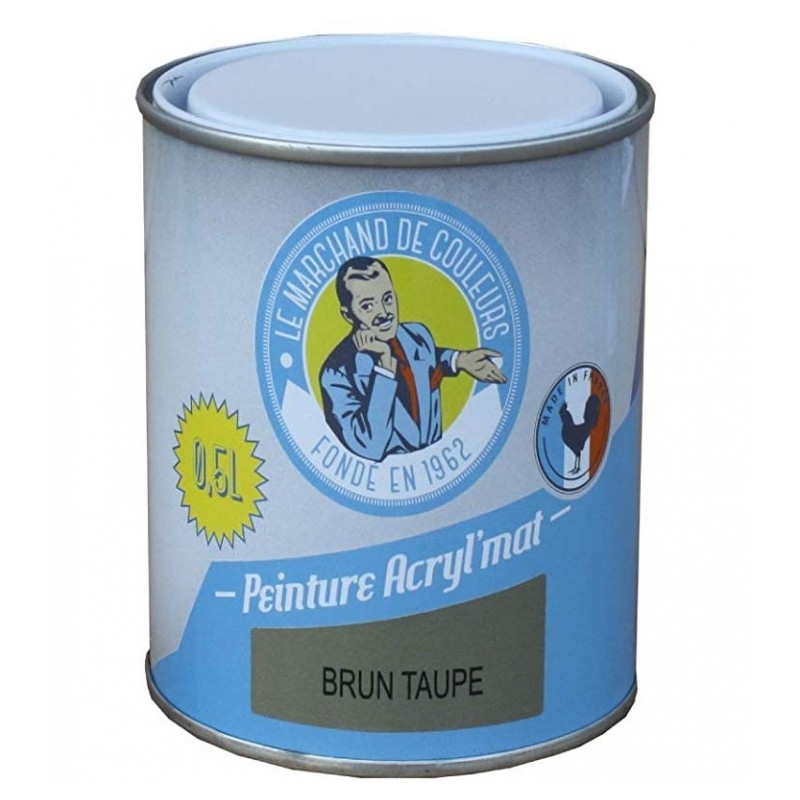 Peinture acrylique - Murs et plafonds - Mat - Brun Taupe - 0.5 L - ONIP - Peintures - MC70126