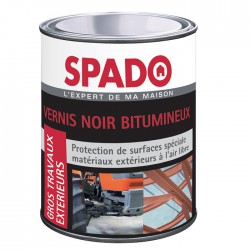 Vernis Noir Bitumeux - Gros travaux - 1 L - SPADO - Traitement humidité - salpêtre - DE-842641