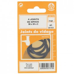 Joint de culot de siphon - 30 x 38 mm - Lot de 4 - GRIPP - Joints de vidage - BR-548758