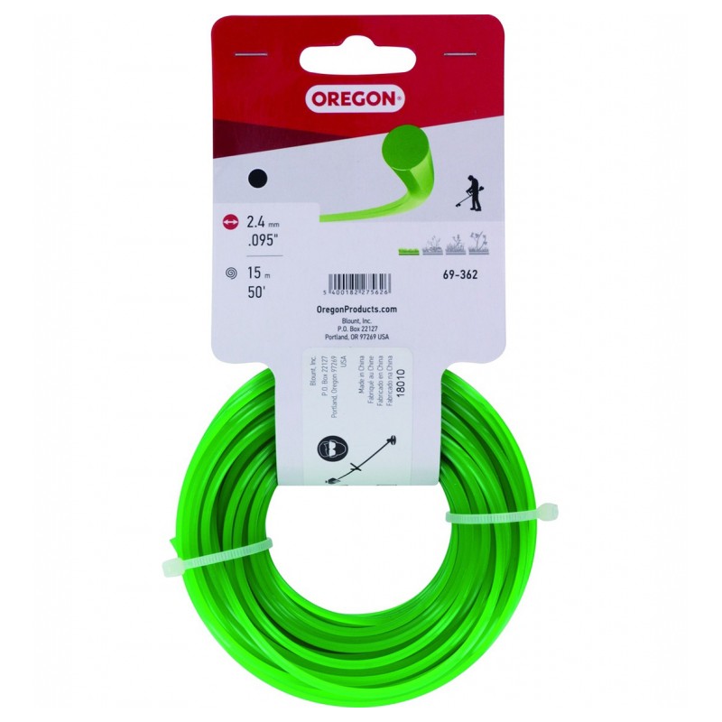 Fil de coupe pour débroussailleuse - Vert - 2.4 mm x 15 M - OREGON - Accessoires débroussailleuses - BR-537501