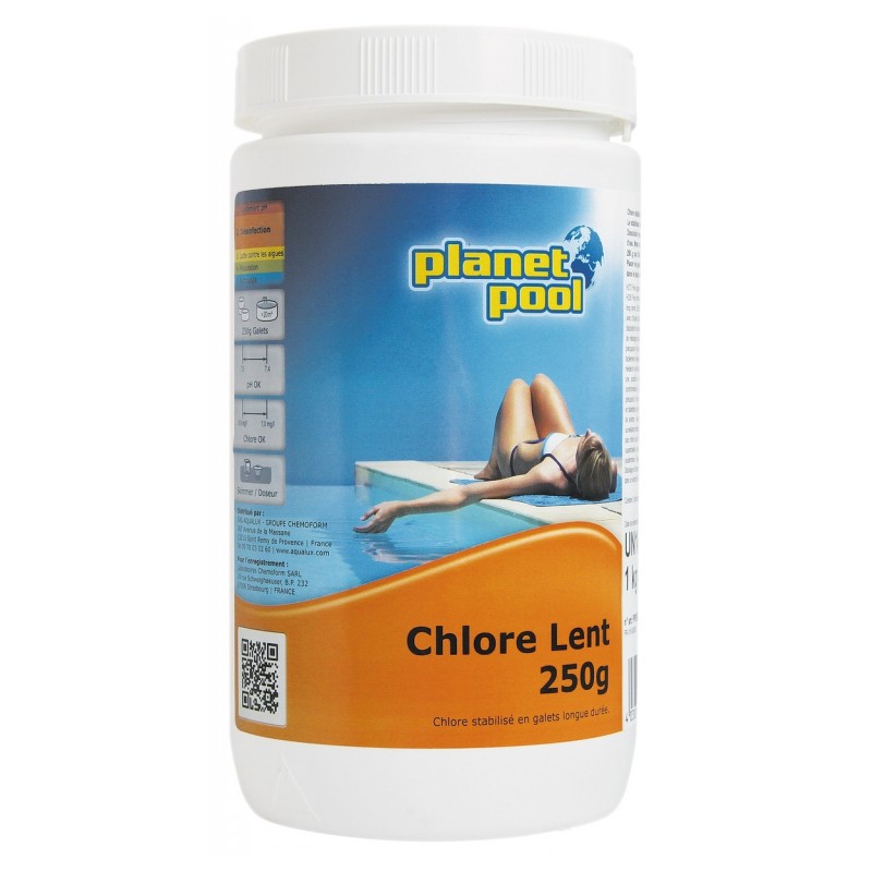 Chlore lent permanent - Galet de 250 Grs - 1 Kg - PLANET POOL - Traitement / réparation piscine - BR-536976