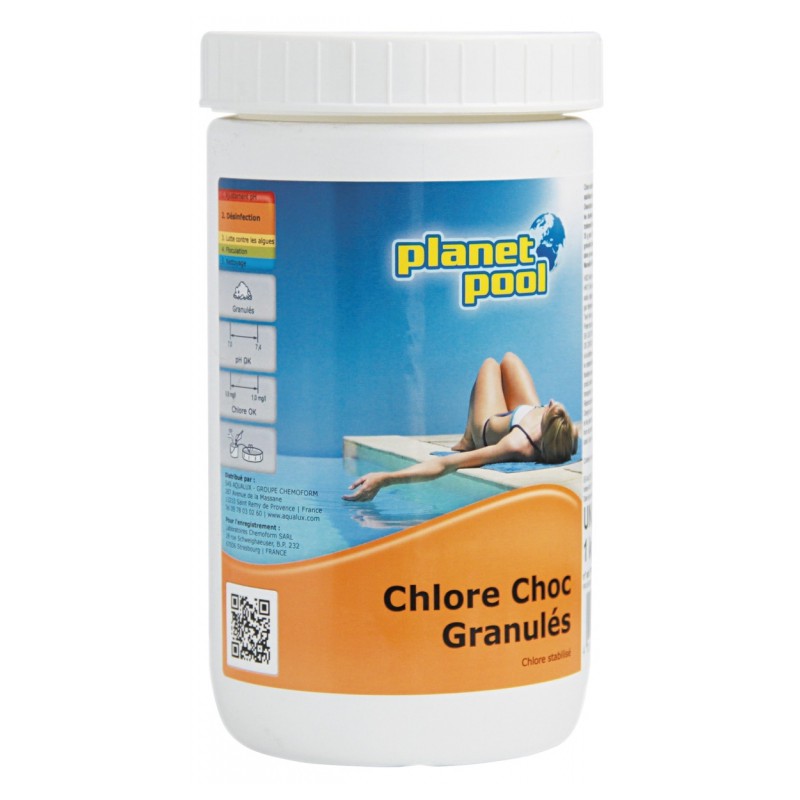 Chlore choc en granulés - 1 Kg - PLANET POOL - Traitement / réparation piscine - BR-536984