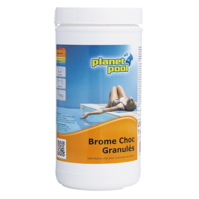 Désinfection choc - Brome Choc en granulés - 1 Kg - PLANET POOL - Traitement / réparation piscine - BR-536975