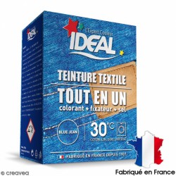 Teinture textile Tout en Un - Poudre - Jean Bleu - 350 Grs - IDEAL - Teinture textile - DE-672493