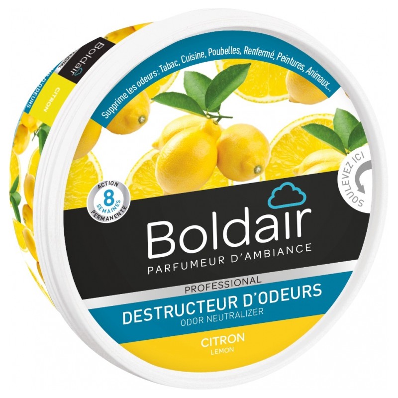 Destructeur d'odeur - Citron - Gel solide 300 gr - BOLDAIR - Désodorisant - 795765D