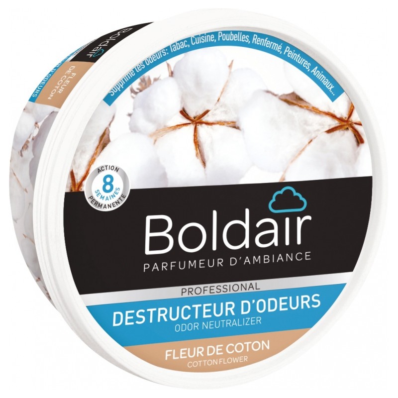 Destructeur d'odeur - Fleur de coton - Gel solide 300 gr - BOLDAIR - Désodorisant - BR-608162