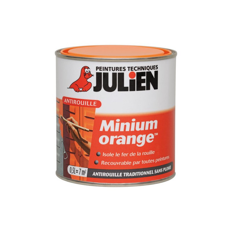 Primaire antirouille - Minium Orange - 0.5 L - JULIEN - Antirouille - DE-634477