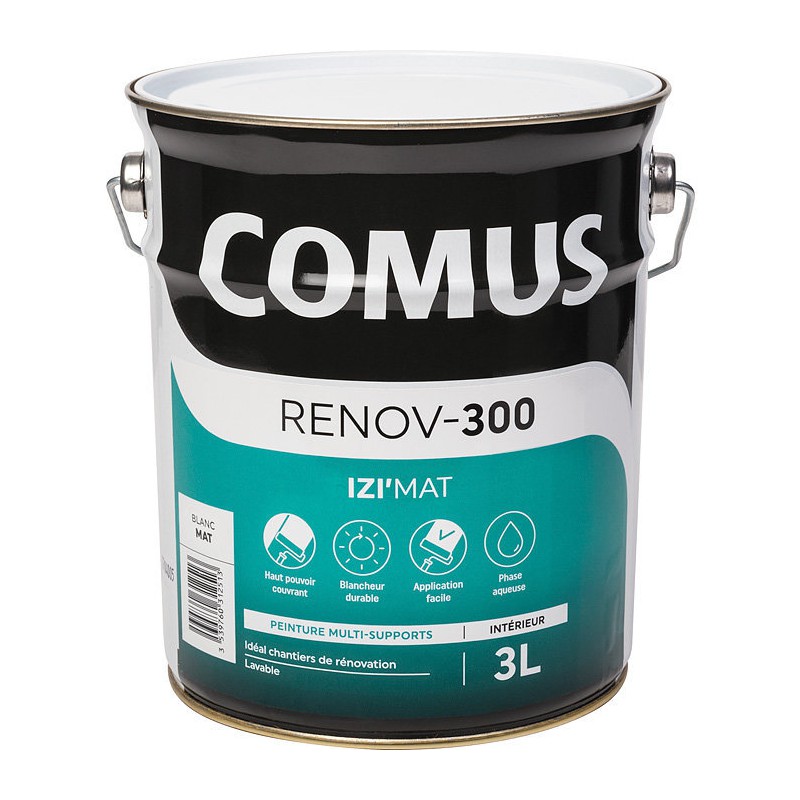 Peinture acrylique d'aspect mat - Izi'mat - Renov-300 - 3 L - COMUS - Peintures - SI-940070