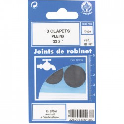 Joint Clapet plein Robinet - 22 x 7 mm - Lot de 3 - GRIPP - Joint clapet plein - BR-547522