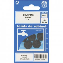 Joint Clapet plein Robinet - 17 x 7 mm - Lot de 5 - GRIPP - Joint clapet plein - BR-547484