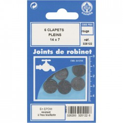 Joint Clapet plein Robinet - 14 x 7 mm - Lot de 6 - GRIPP - Joint clapet plein - BR-547441