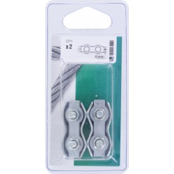 Serre-câble plat 2 boulons - Acier zingué - ⌀4 mm - Lot de 2 - Accessoire de levage - BR-033908