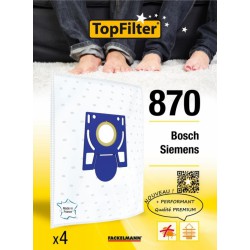 Sac PREMIUM 64870 Bosch Siemens - Lot de 4 - TOPFILTER - Accessoires Aspirateur - 122556