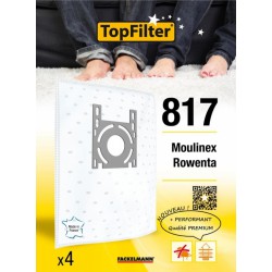 Sac PREMIUM 64817 Moulinex Rowenta - Lot de 4 - TOPFILTER - Accessoires Aspirateur - 122550