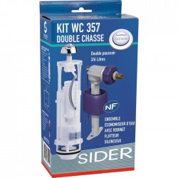 Kit mécanisme complet de WC 357 - Poussoir double débit avec flotteur - SIDER - Mécanisme de chasse - SI-357311