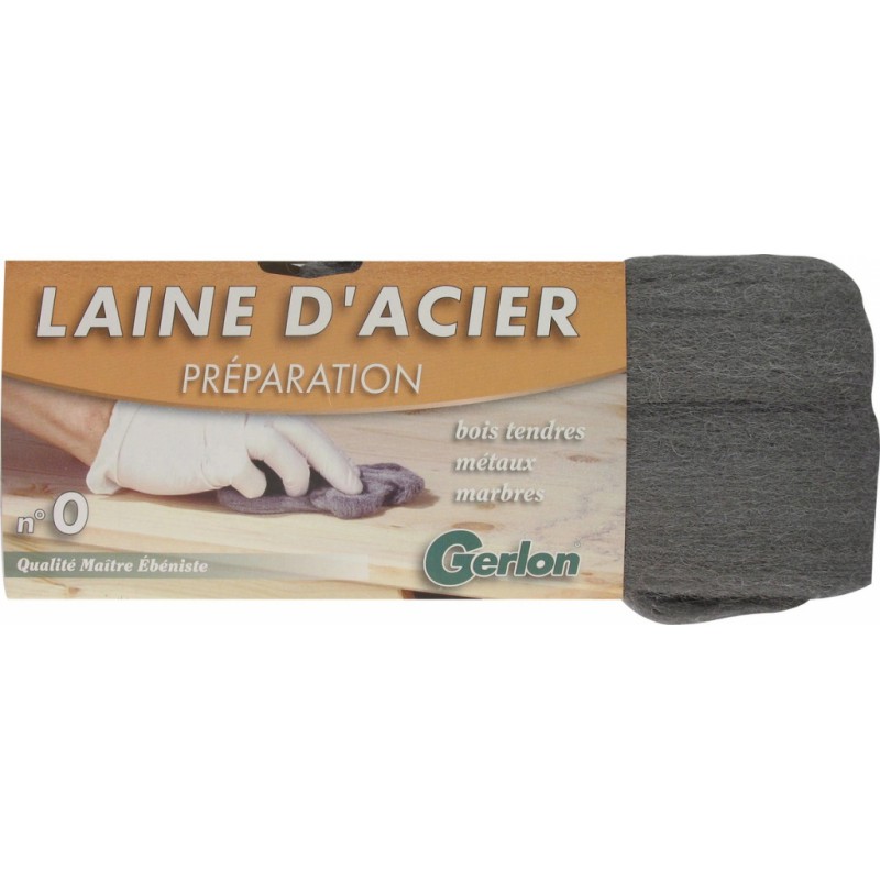 Laine d'Acier N°0 - Pour bois tendres et métaux - 200 Grs - GERLON - Entretien du bois - 12147