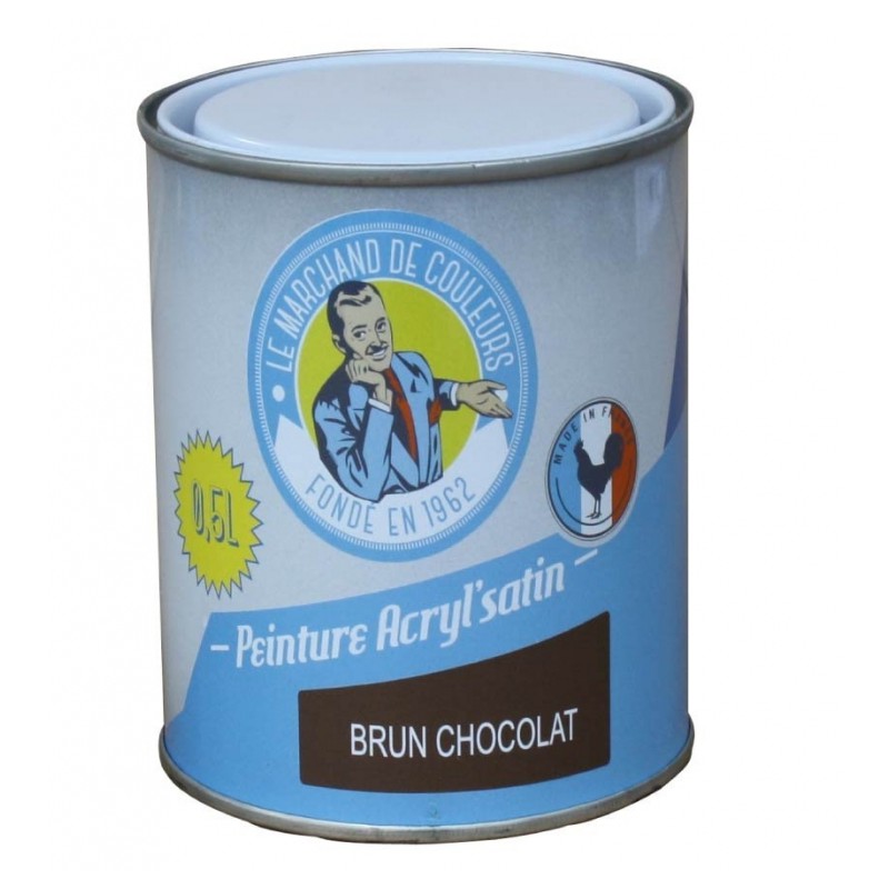 Peinture acrylique - Murs et plafonds - Satin - Brun chocolat - 0.5 L - ONIP - Peintures - MC70113