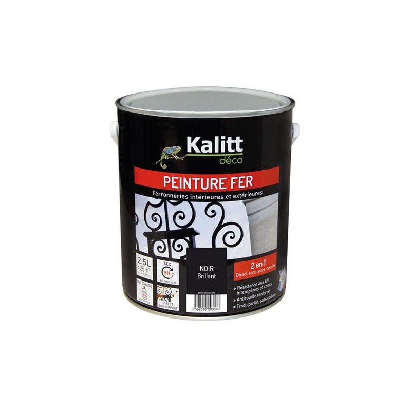 Peinture spécial Fer - Noir - Brillant - 2.5 L - KALITT - Peintures - DE-368316