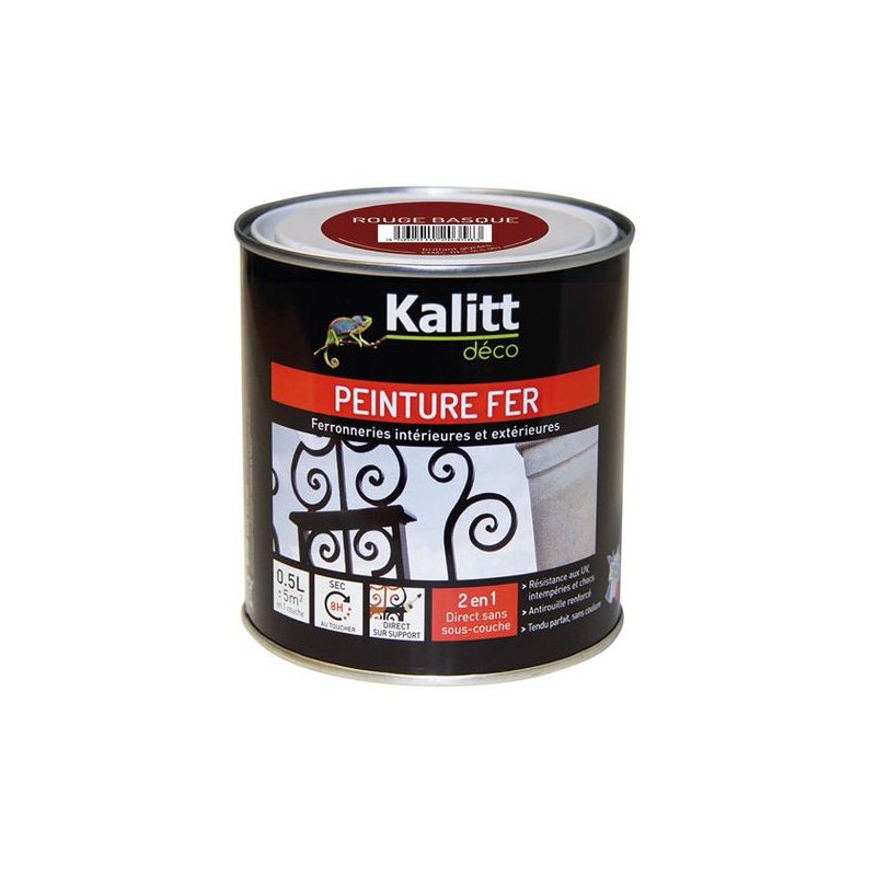 Peinture spécial Fer - Rouge basque - Brillant - 0.5 L - KALITT - Peintures - DE-368191