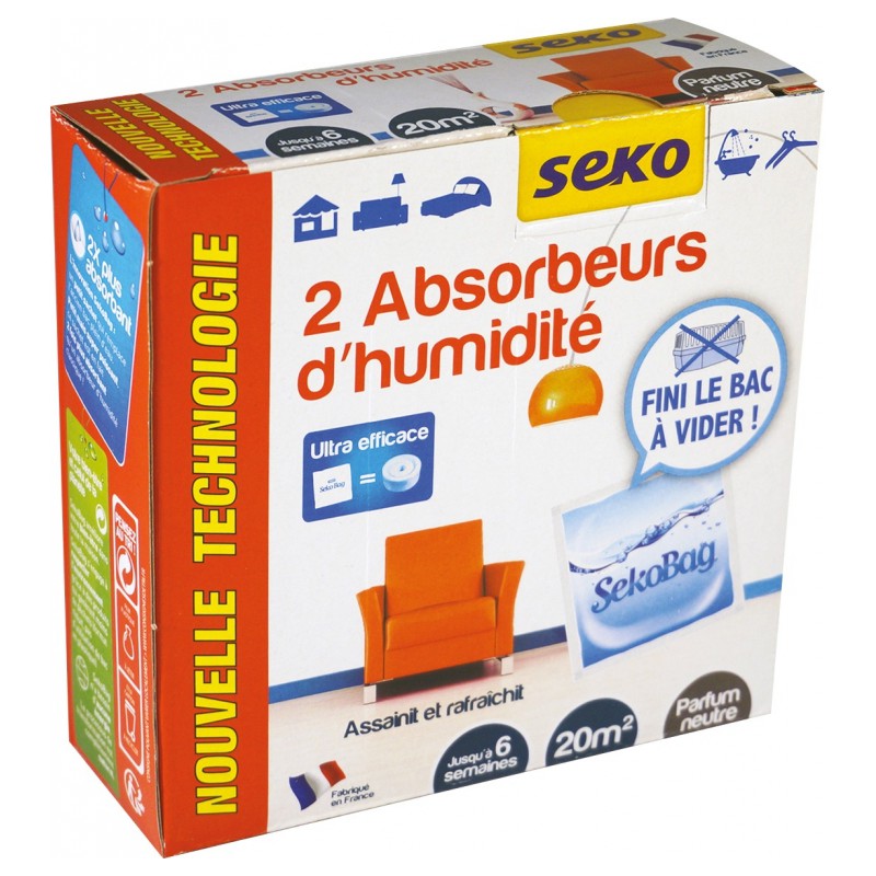 2 sachets Absobeurs d'humidité - Sekobag - 20 mÂ² - SEKO - Humidité / moisissures - BR-202456