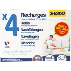 4 sachets de recharge pour absorbeur d'humidité - Parfum neutre - SEKO - Humidité / moisissures - BR-202941