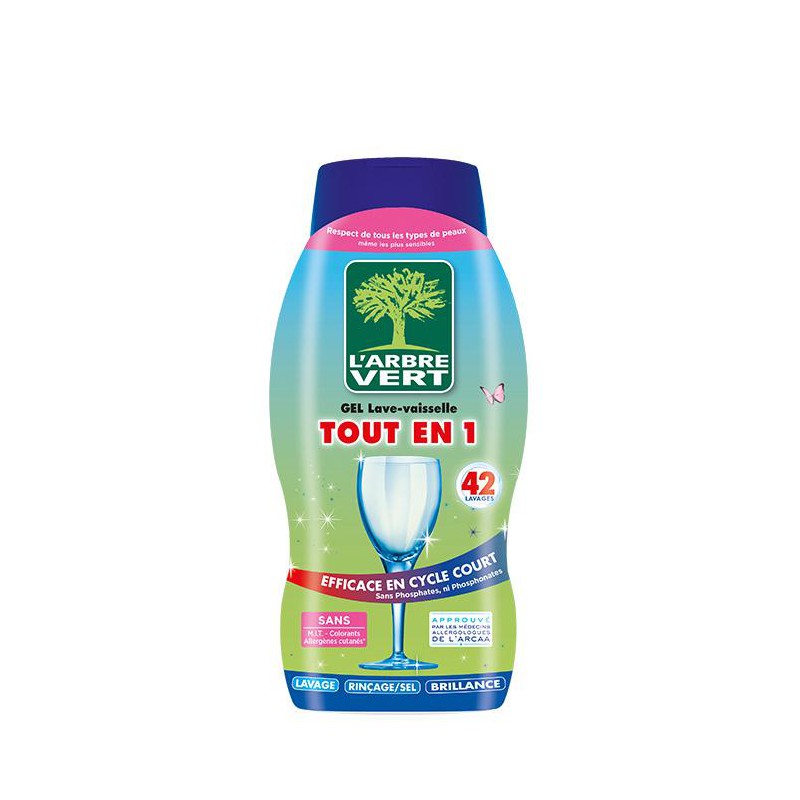 Gel lave-vaisselle Tout en 1 - 720 ml - L'ARBRE VERT - Entretien de la vaisselle - DE-313486