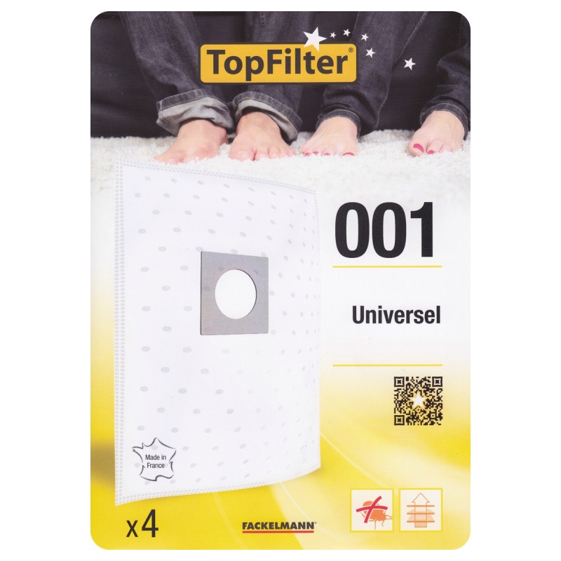 4 Sacs Aspirateur Universel - Model 001 - TOPFILTER - Accessoires Aspirateur - BR-122514