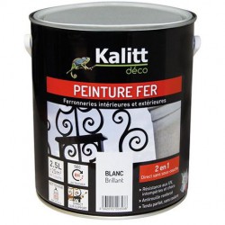 Peinture spécial Fer - Blanc - Brillant - 2.5 L - KALITT - Peintures - DE-368266